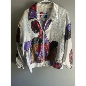 Vintage 90s Pan Asia Picasso All Over Print Art Zip Up Jacket Size Large *note*